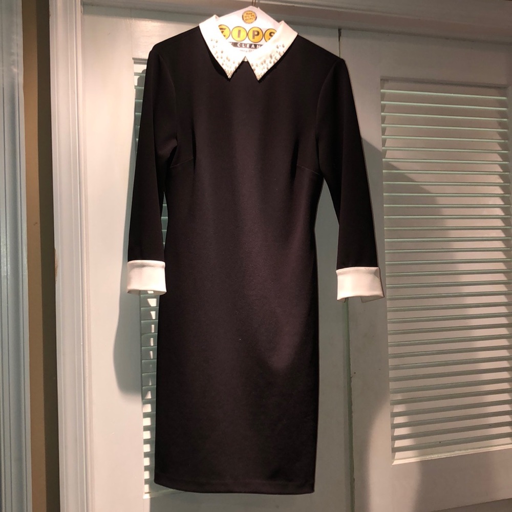 Ivanka Trump Black dress w/ white collar and cuffs